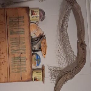 Rustic Wooden Crate with Nautical Decor